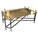 Brass Tray and Faux Bamboo Coffee Table