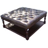 Vintage Leather Ottoman with shelf