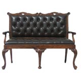 Leather Tufted Settee