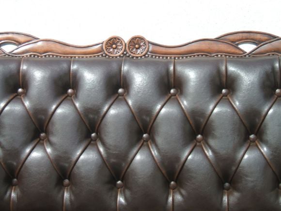 Contemporary Leather Tufted Settee For Sale