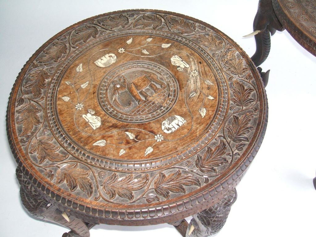 Unusual Indian Colonial Table with Horn. With Elephant Shaped Legs. $950 only table without stretcher available