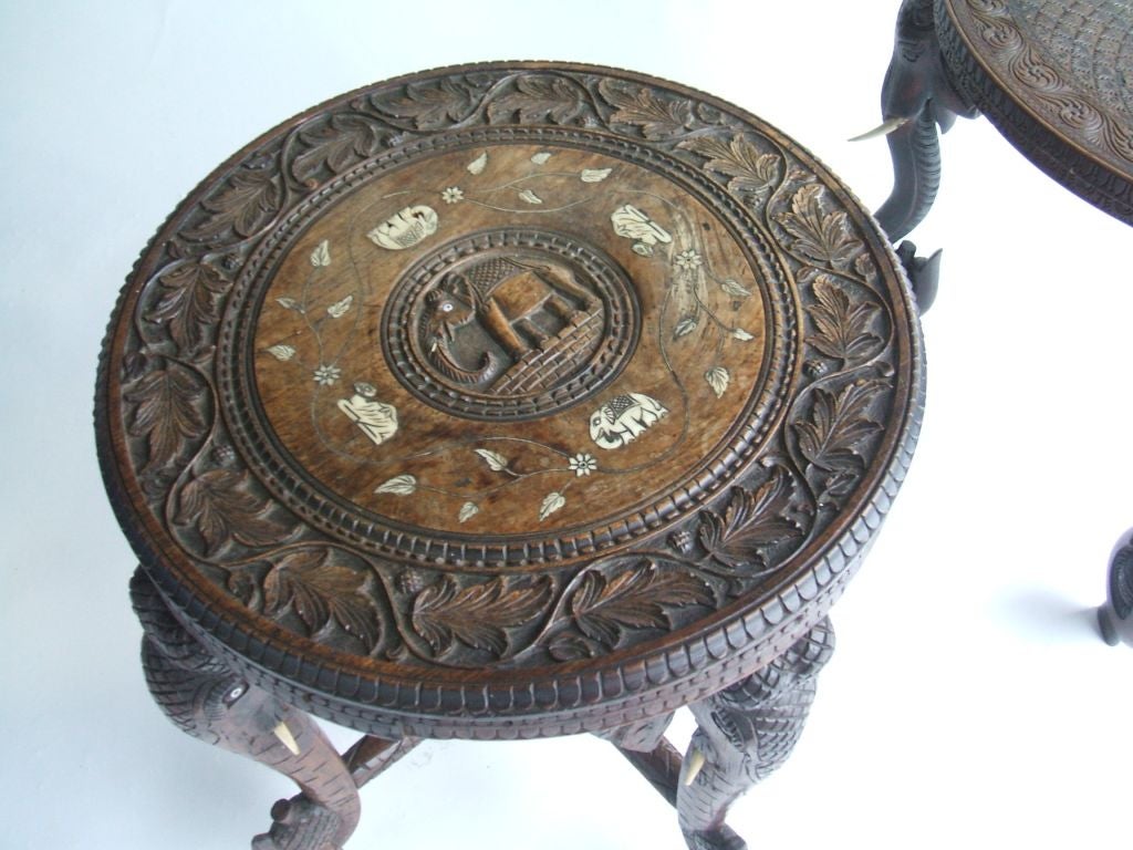 Indian Colonial Table with Horn Inlay In Good Condition In Bridgehampton, NY