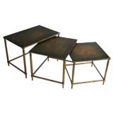 Antique Leather Inlayed Nesting Tables