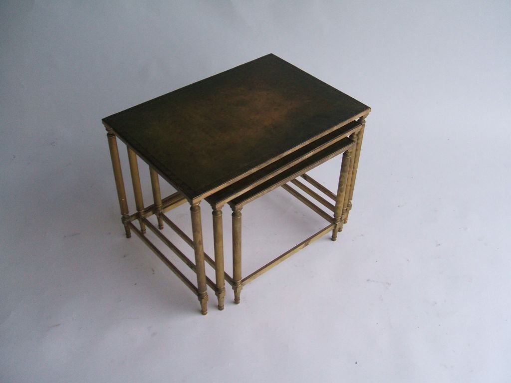 Leather Inlayed Nesting Tables