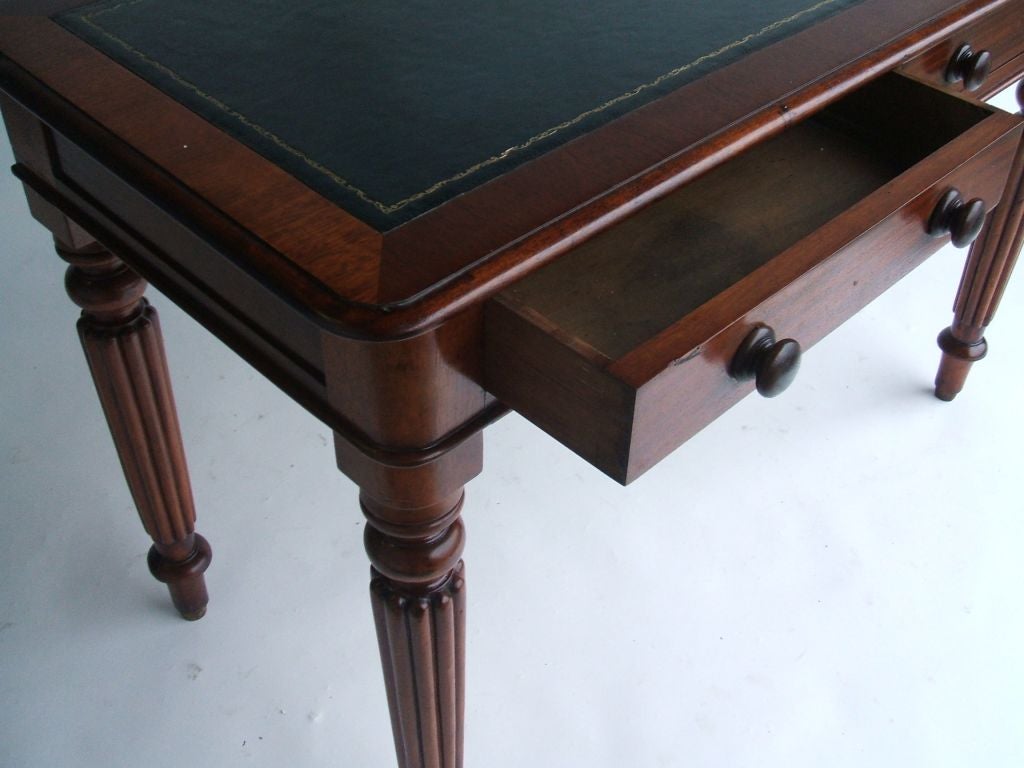 Blue Leather  Inlayed Writing Table