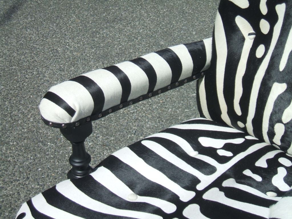 Faux Zebra Armchair In Excellent Condition For Sale In Bridgehampton, NY