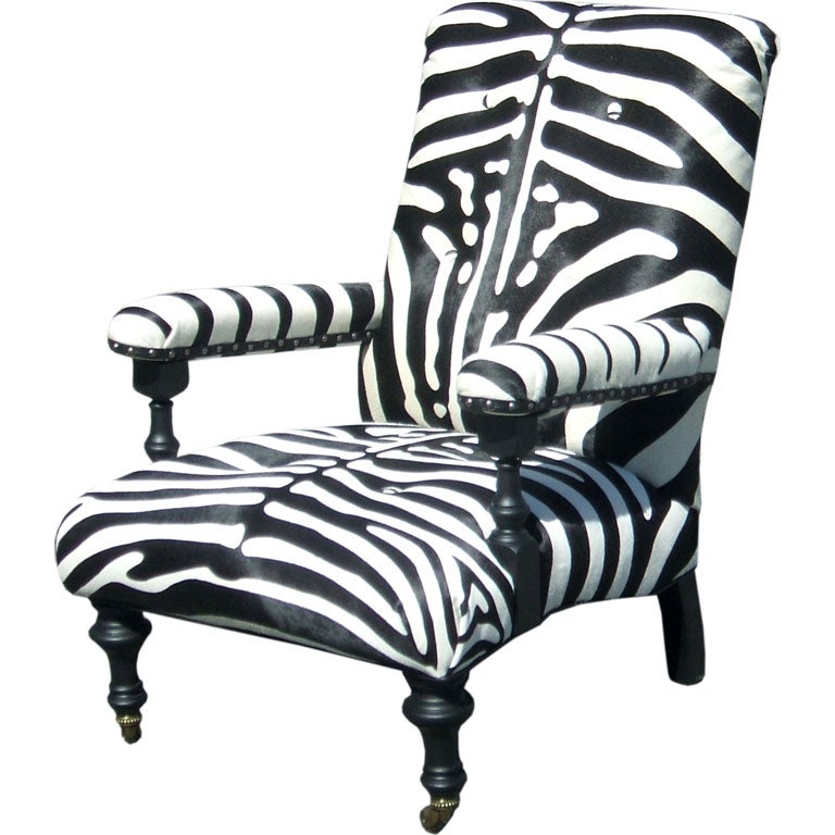 Faux Zebra Armchair For Sale