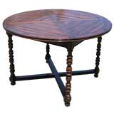 Round Walnut Dining Table With Parquet Top