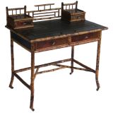 Black Leather Top Bamboo Desk