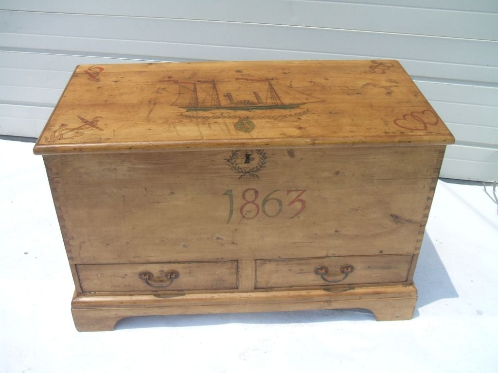 Antique Painted Pine Chest with Drawers