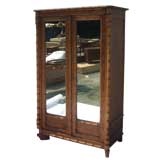Antique Mirrored Faux Bamboo Armoire