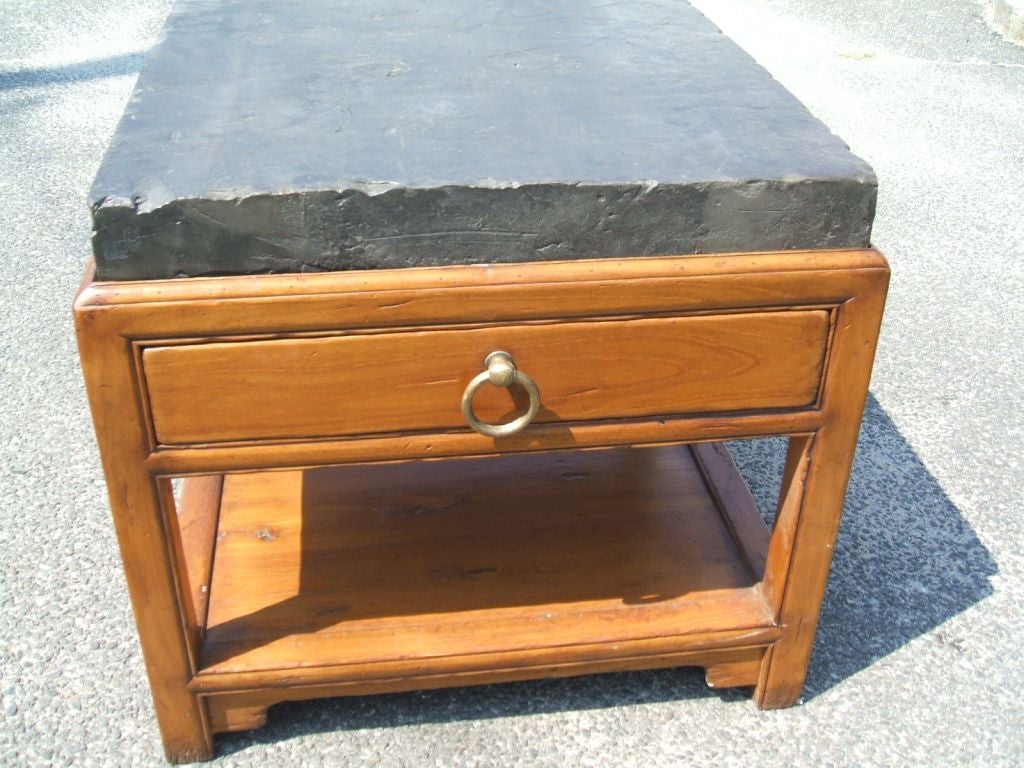 Antique Chinese Stone Top  Side Table