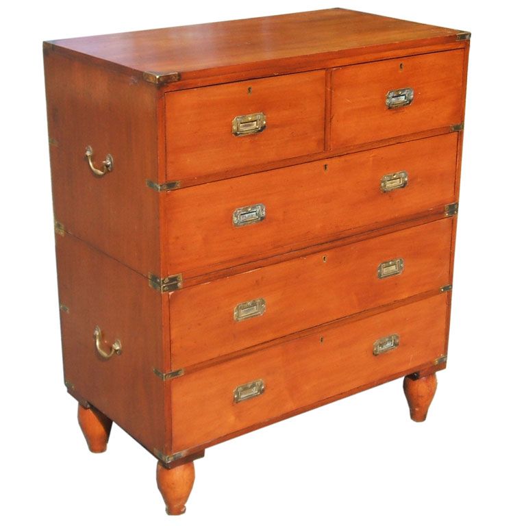Antique Campaign Chest of Drawers at 1stDibs