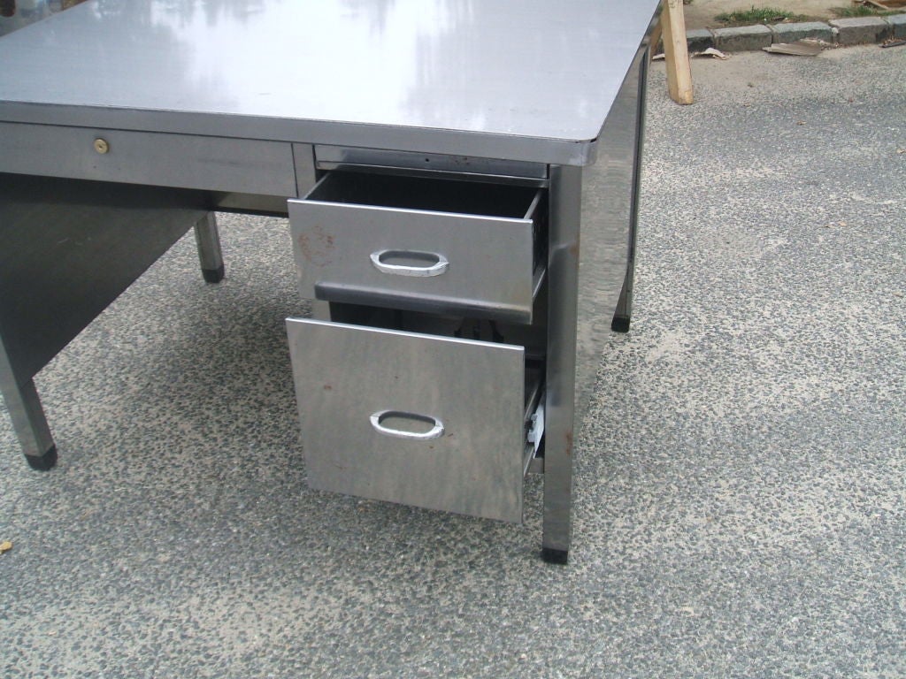 French Stripped Metal Desk. Great addition to your modern style home.
