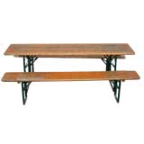 Retro Folding Table with Benches