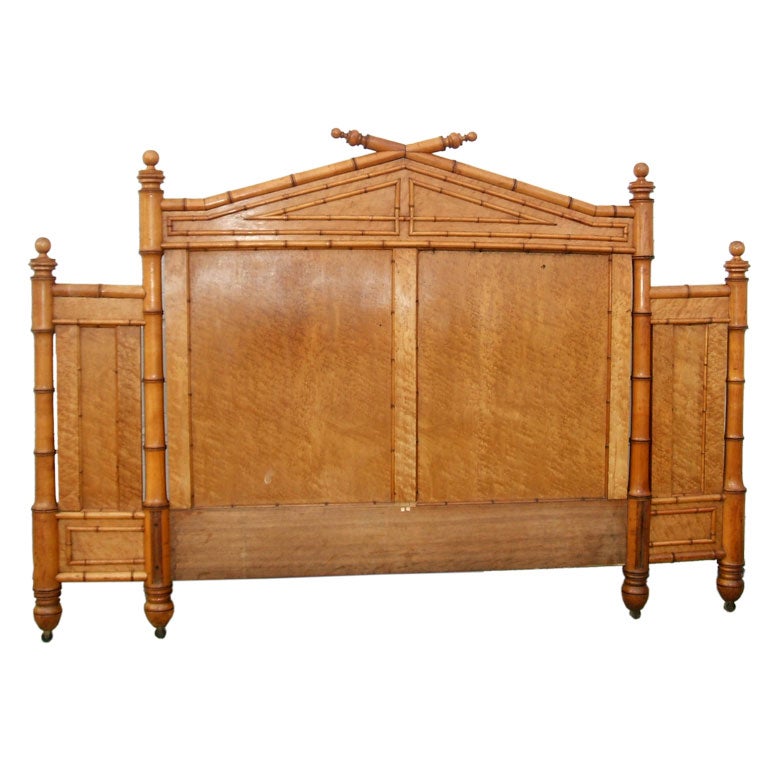 French Bamboo Antique King Headboard