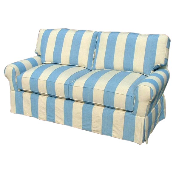 CR Laine Blue Striped Sofa at 1stDibs blue and white striped couch