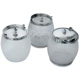 Assorted Opaque Glass and Silver Plated Biscuit Barrels