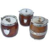 Assorted Oak and Silver Plated Biscuit Barrels
