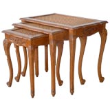French Nesting Tables with Caned Top
