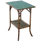 Green Tiled Top Bamboo Table
