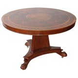 Mahogany Bird Inlay Pedestal Library Table