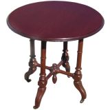 Round Mahogany Side Table with Casters