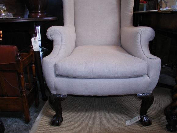 Georgian Wing Chair In Good Condition In Bridgehampton, NY