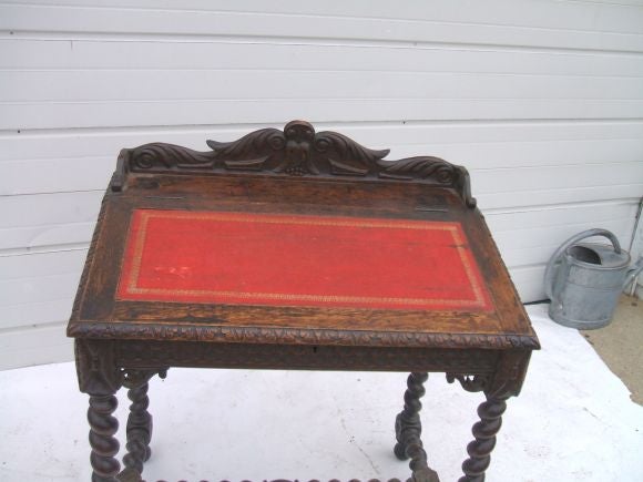 English Victorian Oak Writing Table For Sale