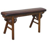Leather Top Wooden Bench