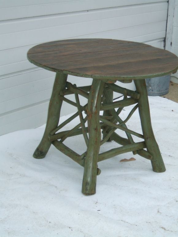 English Round Plank Top Table Twig Table