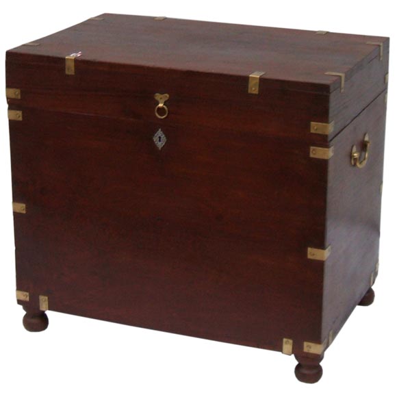 Teak Wood Campaign Chest For Sale