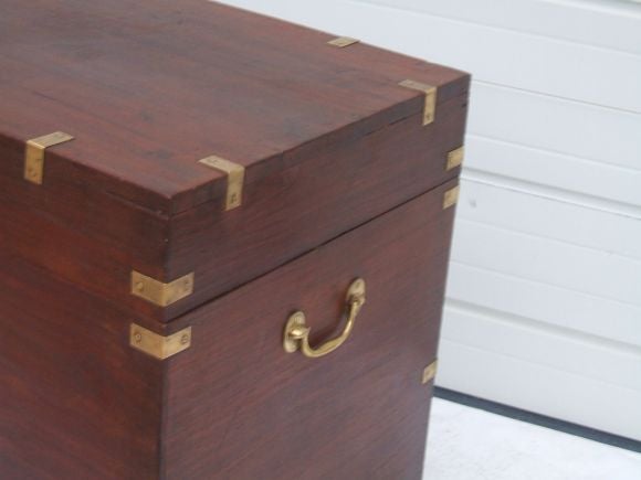 Teak Wood Campaign Chest In Good Condition For Sale In Bridgehampton, NY