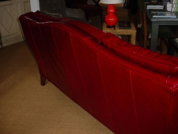 American Cherry Red Leather Sofa