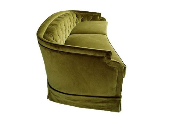 Curved Green Velvet Tufted Sofa .Custom Made to Order from an Original Piece from the 1950's
