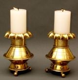 Pair of Arts and Crafts Brass Candlesticks
