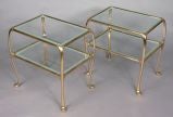 Brass & glass side tables (PAIR)