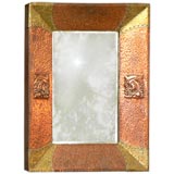 Arts and Crafts hamered brass and copper mirror Arts and Crafts hamered brass and copper mirror