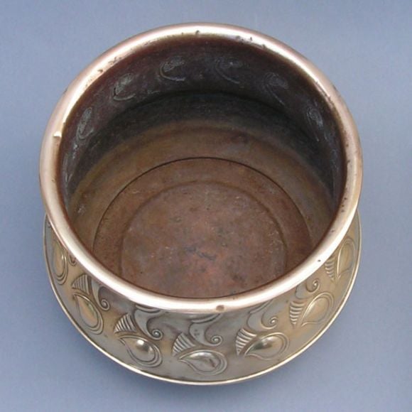 A large Art Deco period brass cache pot 1