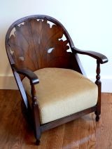 A Low English Vegetal Motif Tub Chair