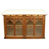 Two English Gothic revival inlaid oak side boards