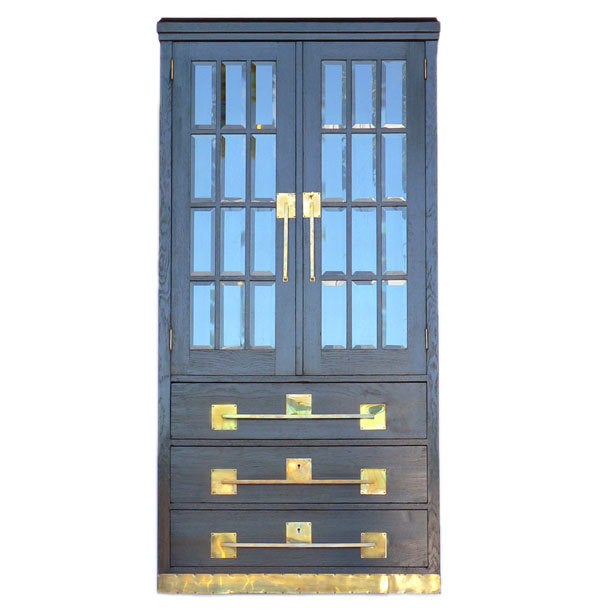 German Jugendstil Glass Door Cabinet For Sale