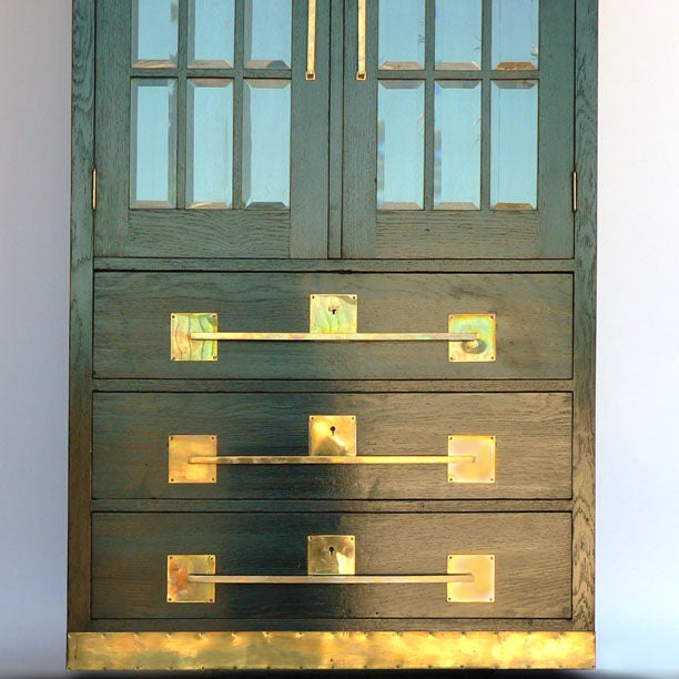 German Jugendstil Glass Door Cabinet In Excellent Condition For Sale In Long Island City, NY