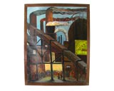 Vintage Industrial Oil Painting