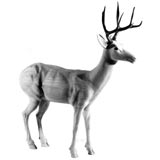 Life Size Hand Carved Deer with Real Antlers