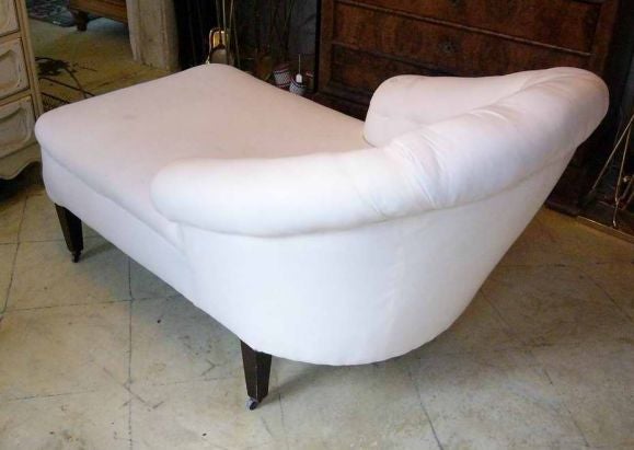Chaise Lounge with Tufted back on casters 3