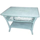 White Wicker Side Table