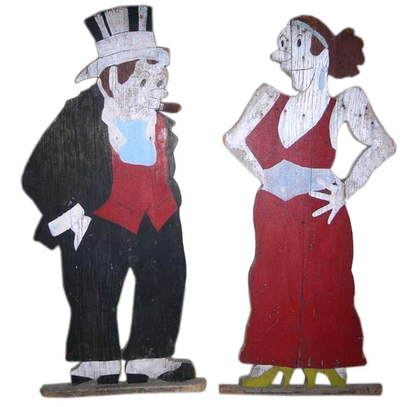 Jiggs and Maggie Cartoon Characters Folk Art at 1stDibs