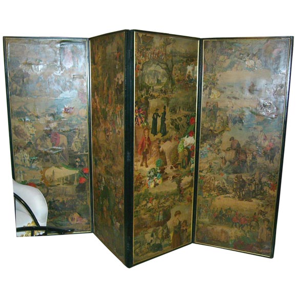 Large English Decoupage Screen