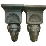 Pair of Iron Rams Head Brackets
